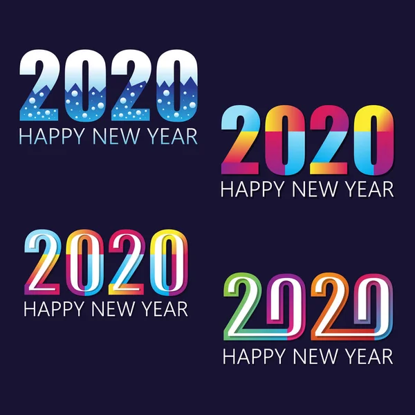 Conjunto de Feliz 2020 año nuevo instan bandera de color para su temporada — Archivo Imágenes Vectoriales