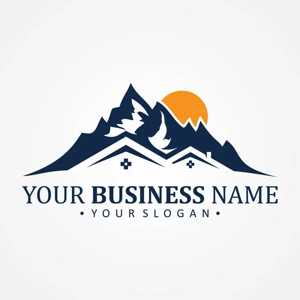 Emlak şirketi ya da ajans için soyut tasarım sembolü. Dağ grafikli emlak tasarımı. Vektör illüstrasyon EPS.8 EPS.1