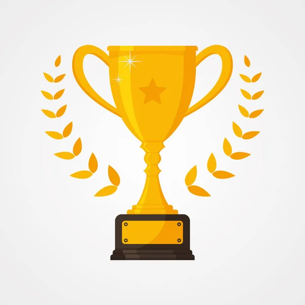 Найкращий Чемпіонат Або Трофей Зіркою Золотий Кубковий Трофей Символ Плоскому — стоковий вектор
