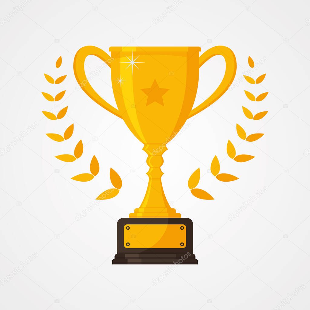 Best championship or competition trophy with star. Gold cup trophy icon symbol in flat style. Vector illustration EPS.8 EPS.10