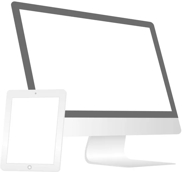 Manipolatore con tablet, illustrazione, manitou, tablet — Vettoriale Stock