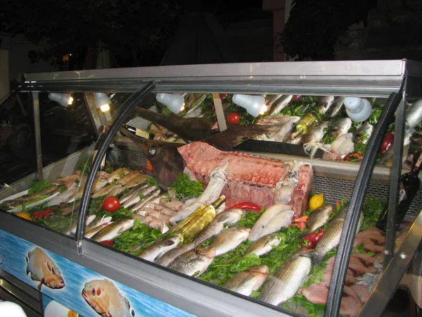 Fridge with fish — Stock Photo, Image