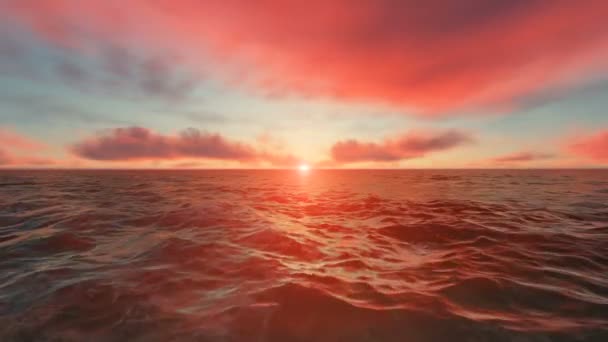 Tramonto sull'oceano e nuvole rosse — Video Stock