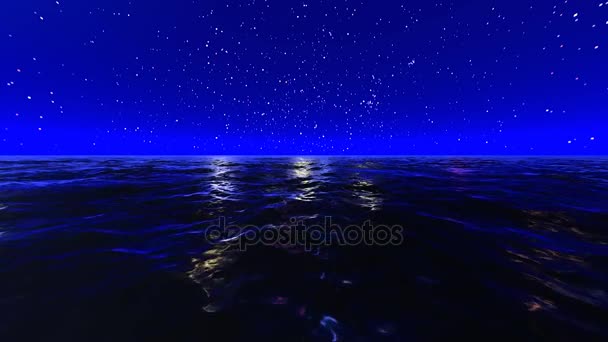 Oceano notturno e stelle — Video Stock