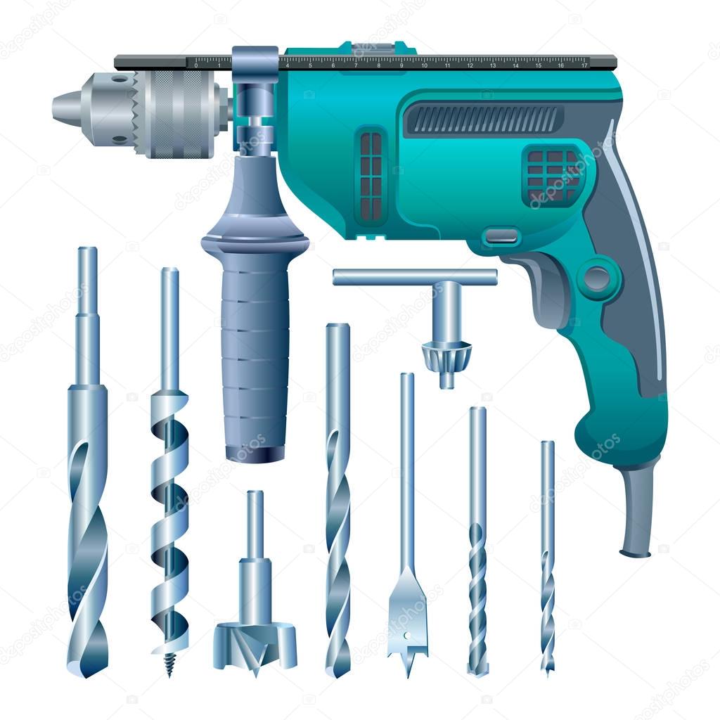  electric drill and set of drills