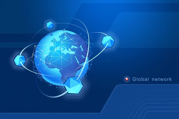 विश्वव्यापी संचार नेटवर्क का आधुनिक डिजाइन — स्टॉक वेक्टर