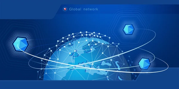 Modern design of the world-wide communication network — Stock Vector