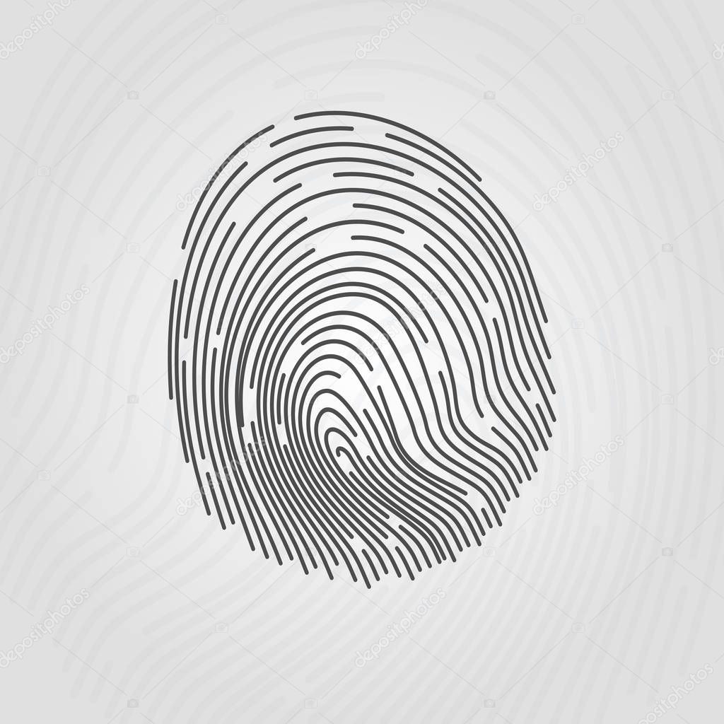 Fingerprint of the hand. Vector illustration on a light background.