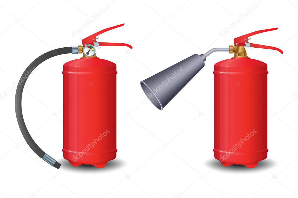 Fire extinguisher powder, carbon dioxide. Vector illustration on white background