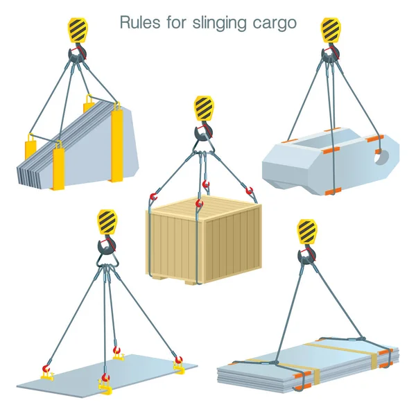 Reglas Para Transporte Carga Seguridad Obra Elevación Unidades Construcción Conjunto — Vector de stock