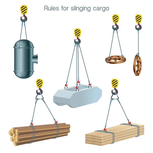 Reglas Para Transporte Carga Seguridad Obra Elevación Unidades Construcción Conjunto — Archivo Imágenes Vectoriales