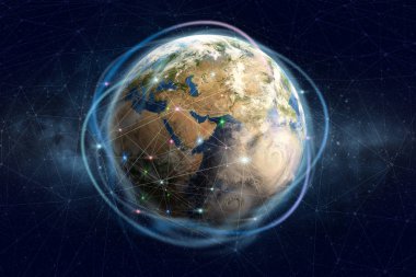 Blockchain teknoloji. Planet Earth küresel bilgi ağı. Finans ve iletişim güvenliği. Nasa tarafından döşenmiş bu görüntü unsurları