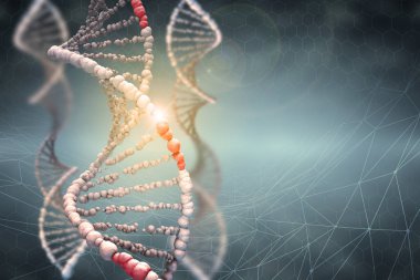 DNA yapısı dijital illüstrasyon renk arka planda. 3D render