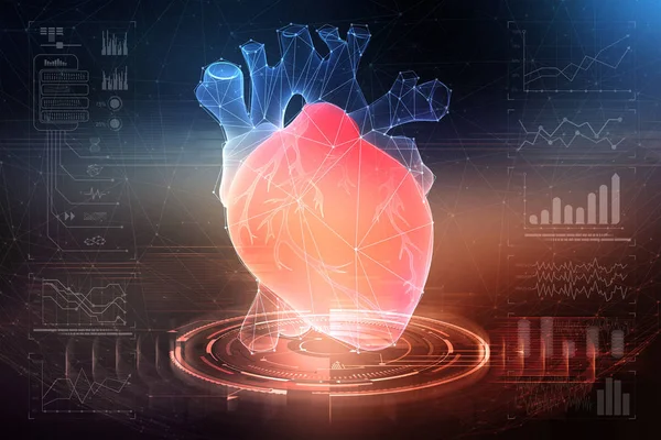 Digitální Technologie Oblasti Medicíny Vědeckého Výzkumu Těla Studie Lidského Srdce — Stock fotografie