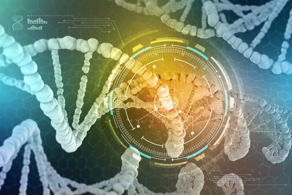 Genetic Engineering. The study of the structure of DNA and RNA, the introduction of changes at the gene level. Modern medical research of stem cells. 3D illustrations