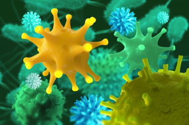 Viruses, microbes and bacteria. Prevention of infectious diseases. 3D illustration on health clipart