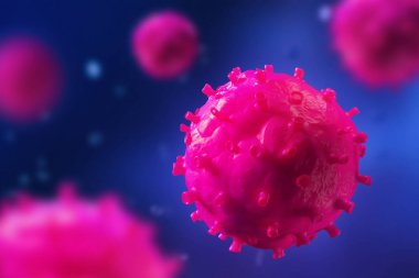 Virüsler ve mikroorganizmalar. yüksek çözünürlükte 3D çizim. Mikrobiyoloji alanında tıbbi araştırma