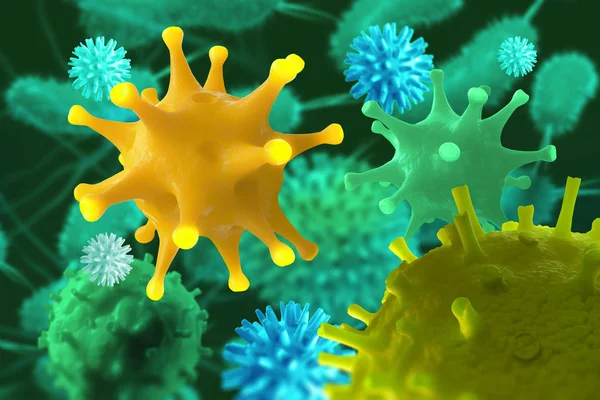 Virus Microbios Bacterias Prevención Enfermedades Infecciosas Ilustración Sobre Salud — Foto de Stock