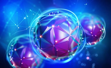 Dijital zihin. Yapay zekanın yaratılması üzerinde çalış. Kablosuz ağ teknolojisi. Geleceğin küresel siber uzayında yenilikçi bir işlemcinin 3 boyutlu çizimi