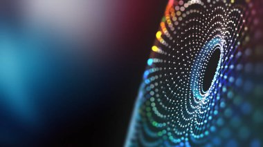 Büyük Data konsepti. Küresel bilgi toplama. Yapay zekanın tanıtımı. Geleceğin siber uzay kavramı. Sığ bir alan derinliğine sahip çokgen bir ızgarada 3B illüstrasyon