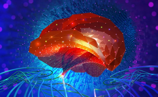 Gehirn Cyber Geist Und Digitale Neuronale Netzwerke Künstliche Intelligenz Der — Stockfoto