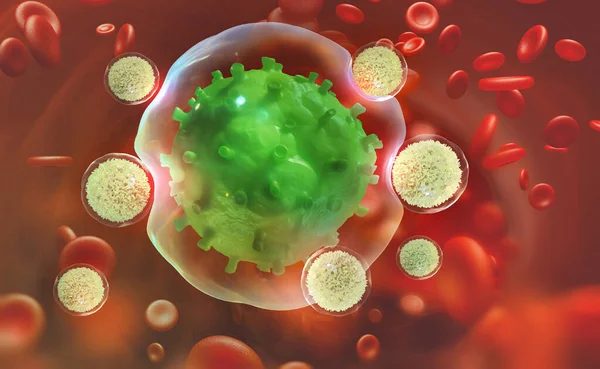 Los Leucocitos Atacan Virus Inmunidad Del Cuerpo Ilustración Sobre Investigación — Foto de Stock