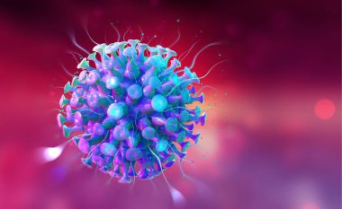 Mikrop, virüs, mikrop, bakteri, patojen organizma, bulaşıcı mikrovirüs. Yeni virüslerin mutasyonu 3d illüstrasyon