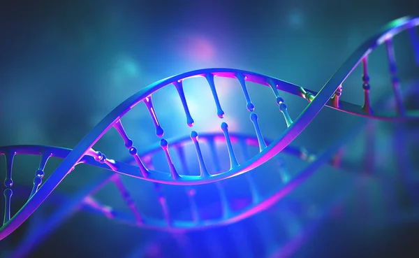 Dna Genome Research Bright Neon Light Dna Molecule Structure Double — Stock Photo, Image