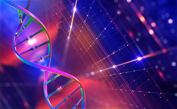 Dna Helix Tech Technology Field Genetic Engineering Digital Nanostructure Illustration — Stock Photo, Image