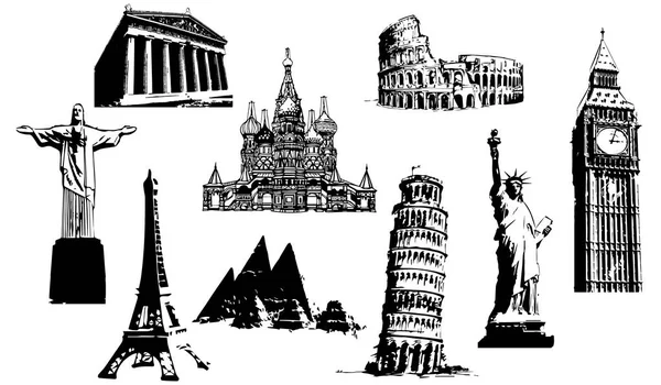 Silhouettes of world sights — Stock Photo, Image