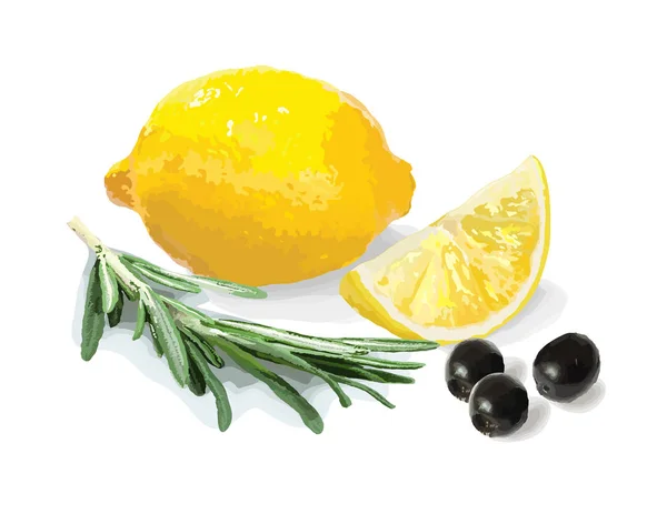 Citron, olivy a rozmarýn — Stock fotografie