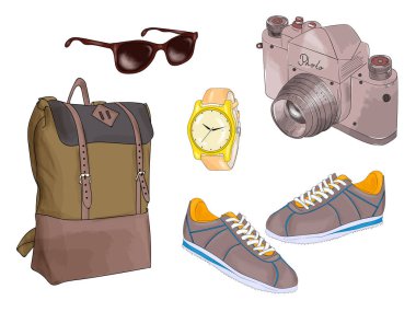 Elle çizilmiş moda illüstrasyon izole üzerinde beyaz bac, vektör