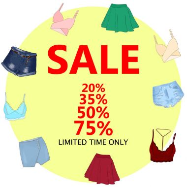 Yaz Satılık, büyük indirimler. Flyer şablonu, elle çizilmiş afiş. V