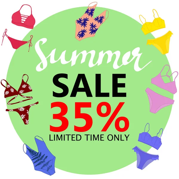 Yaz Satılık, büyük indirimler. Flyer şablonu, elle çizilmiş afiş. V