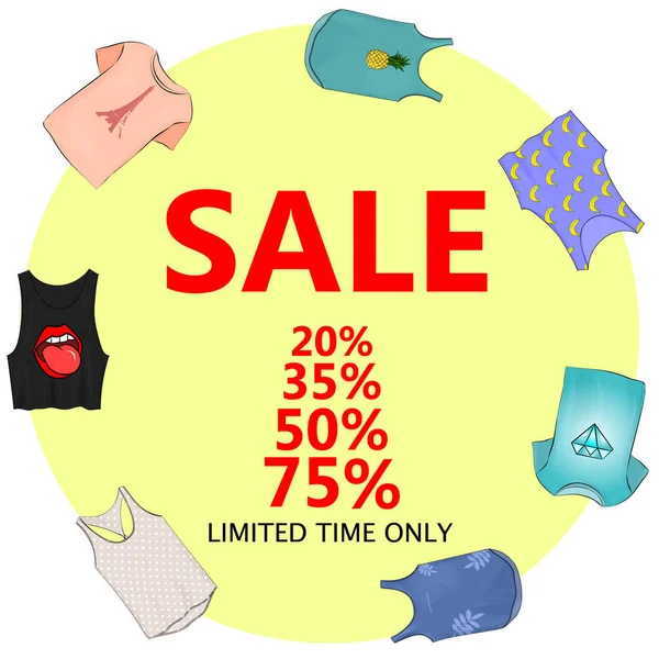 Yaz Satılık, büyük indirimler. Flyer şablonu, elle çizilmiş afiş. V