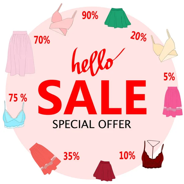 Yaz Satılık, büyük indirimler. Flyer şablonu, elle çizilmiş afiş. V