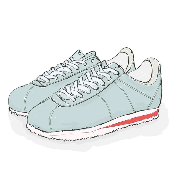 Sneakers. Hand draw shoes. Vector illustration. — Stock Vector
