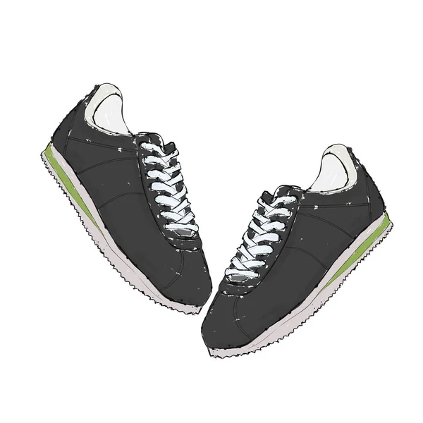 Sneakers. Hand tekenen schoenen. Vectorillustratie. — Stockvector