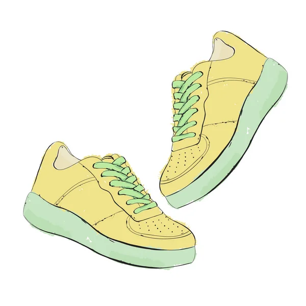 Turnschuhe. Schuhe von Hand zeichnen. Vektorillustration. — Stockvektor