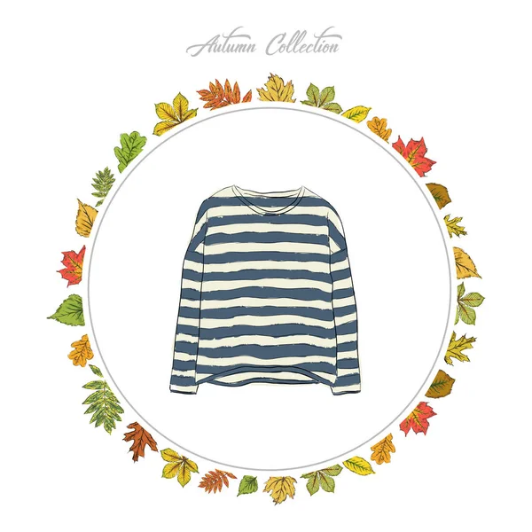 套头衫，手绘衣服。秋天的集合。秋天的框架 — 图库矢量图片