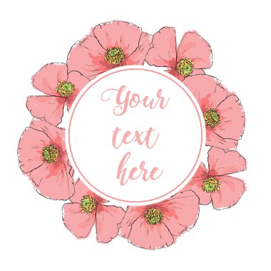 Blooming Bahçe çiçek çiçek tebrik kartı. Flo çelenk