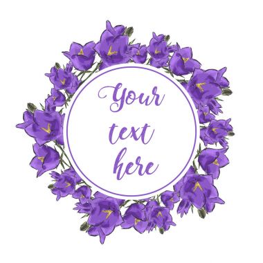 Blooming Bahçe çiçek çiçek tebrik kartı. Flo çelenk