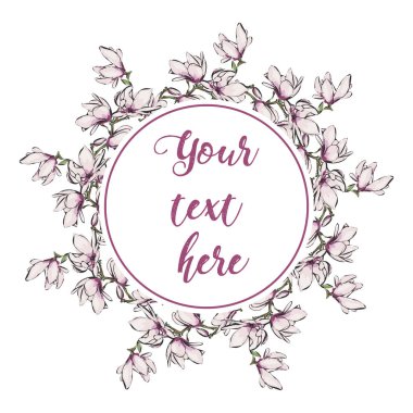 Blooming Bahçe çiçek çiçek tebrik kartı. Flo çelenk