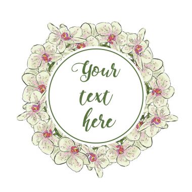 Blooming Bahçe çiçek çiçek tebrik kartı. Flo çelenk