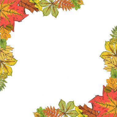 Kartpostal renkli sonbahar yaprakları ile. Sonbahar yaprakları zekâ çerçeve