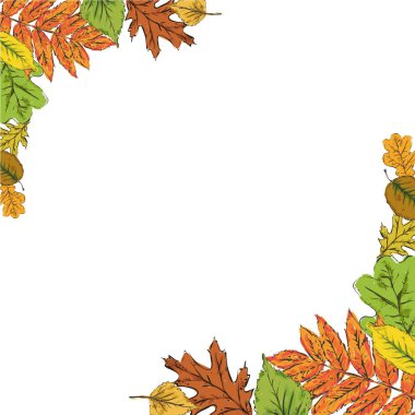 Kartpostal renkli sonbahar yaprakları ile. Sonbahar yaprakları zekâ çerçeve