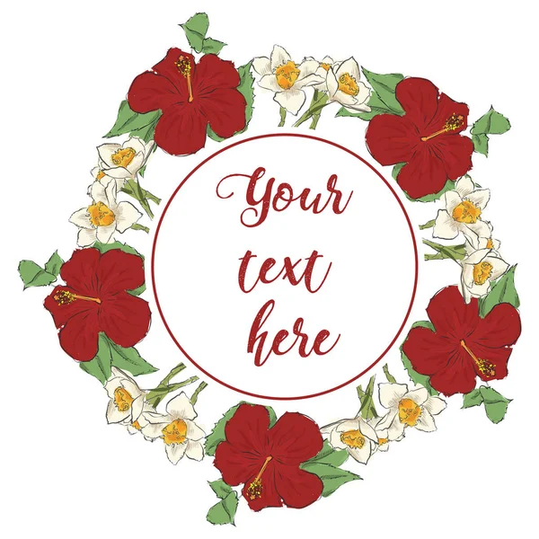 Blooming Bahçe çiçek çiçek tebrik kartı. Flo çelenk