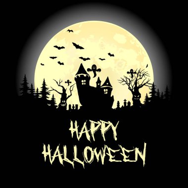 Cadılar Bayramı partisi. Kabak, ağaçlar, yarasalar ve dolunay. Cadılar Bayramı 