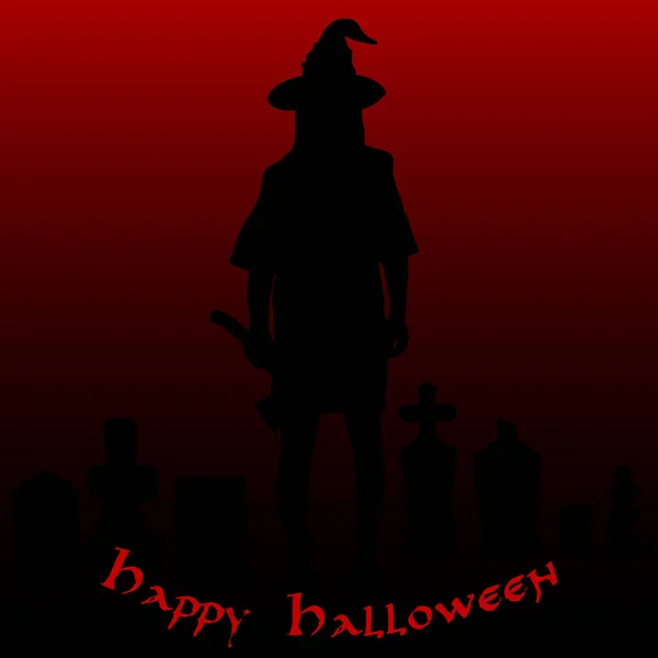 Halloween-fest. Zombies med en yxa på kyrkogården. Halloween — Stock vektor