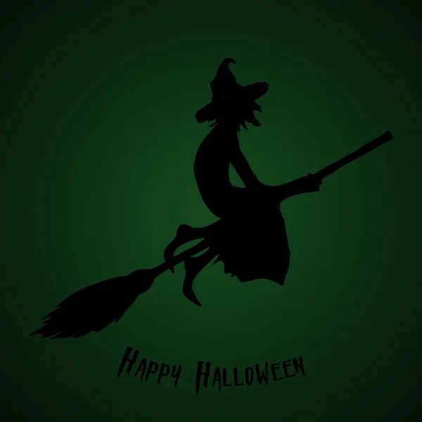 Festa di Halloween. Una strega su una scopa. Poster di Halloween. Vec — Vettoriale Stock